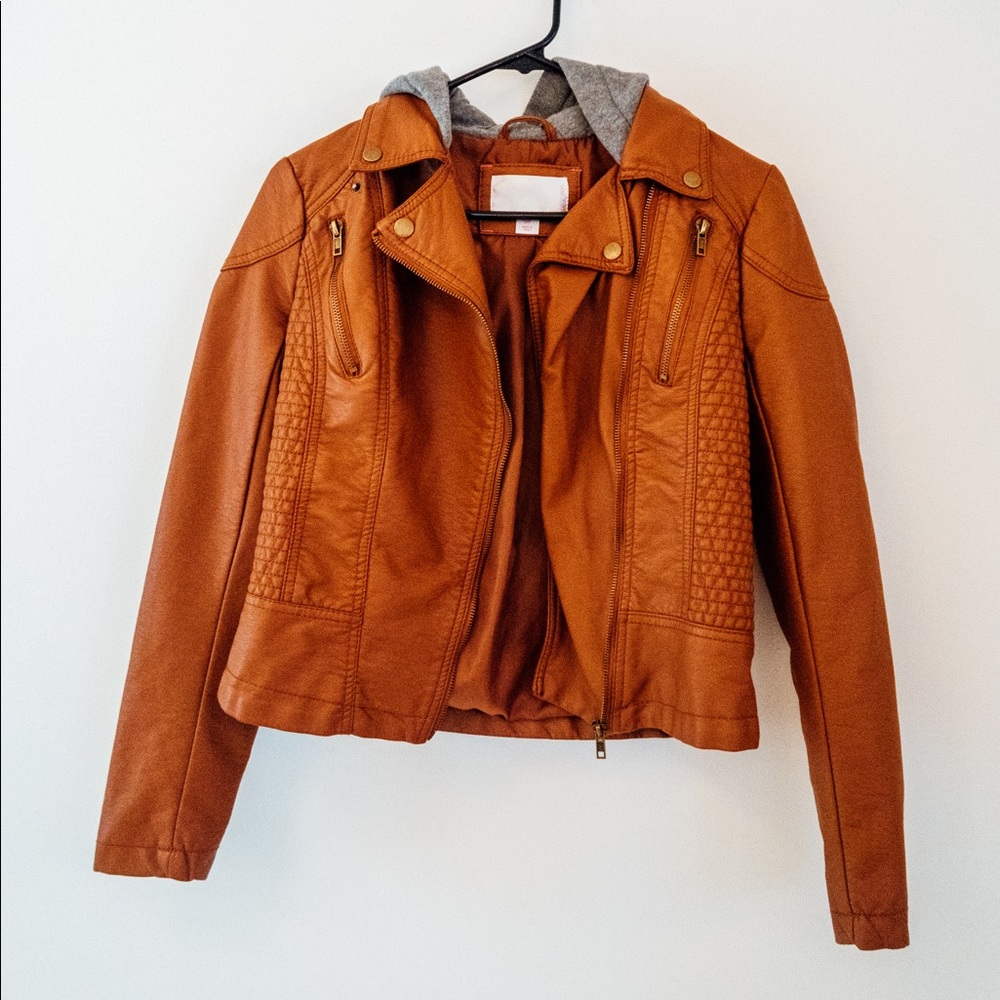 Faux leather Xhilaration Jacket with Hood